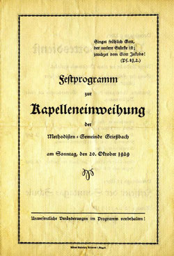 Programm zur Kapellenweihung am 20.10.1929